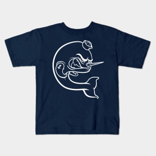 Angry Narwhal - White Outline Kids T-Shirt